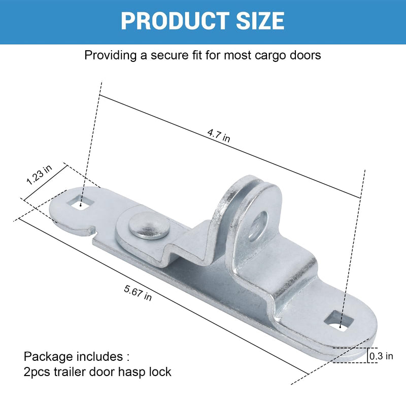 Cargo Trailer Door Latch Hasp Keeper for Ramp Padlock Race Bar Lock Handle Enclosed Car Hauler ‎2 Pack