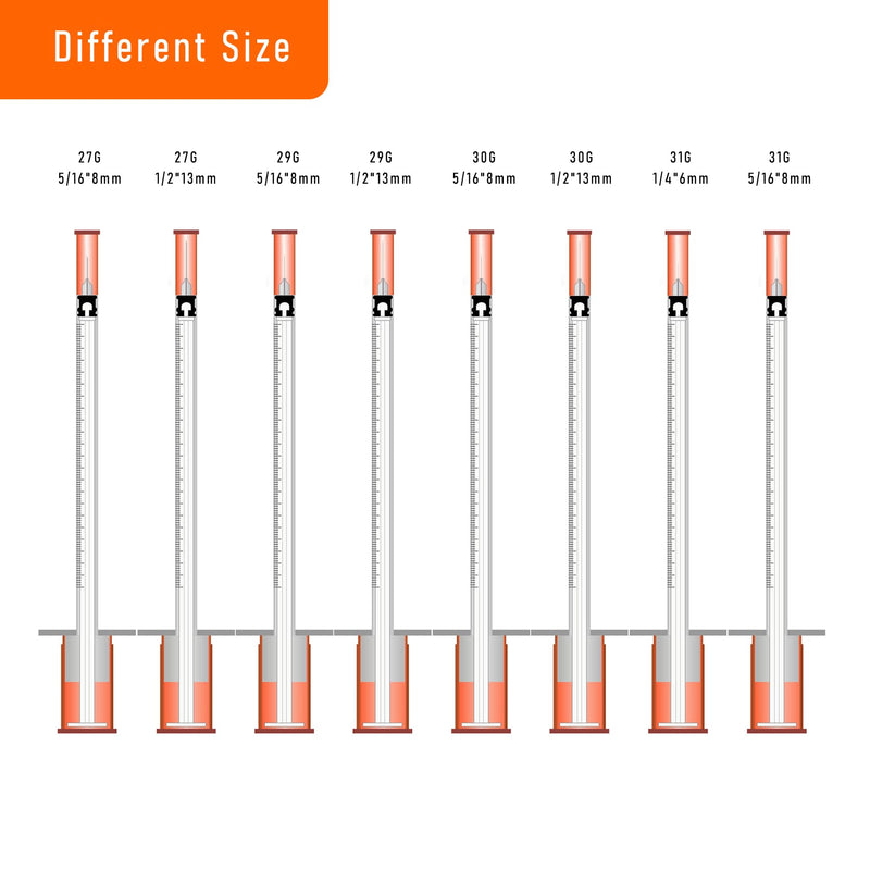 100pack 1cc Syringes with 32G 1/4 Inch-6mm U-100 Accurate Measuring for Liquid Individually Sealed Packaging 1ml-32g-6mm-100pcs
