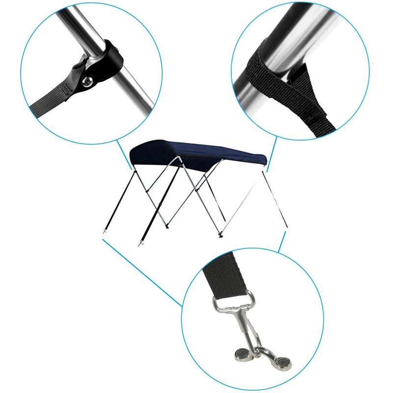 Adjustable Bimini Boat Top Strap Loops Single Snap Hook 28"~60" Boat Awning Marine Webbing Hardware (4 PCS)