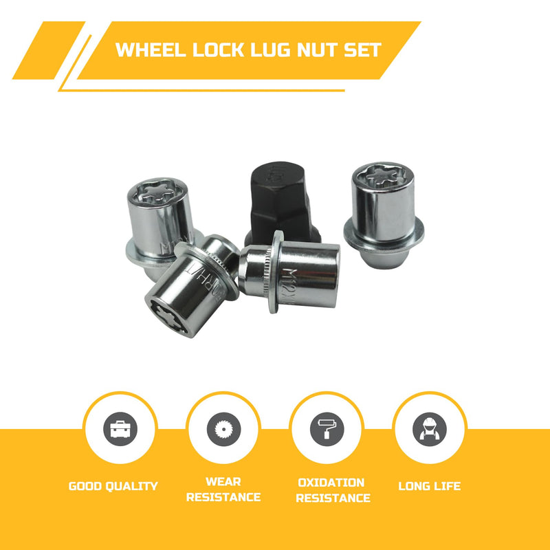 Wheel Locks Anti Theft Locking Lug Nuts Set M12 X 1.5 Fits for Toyota Prius Camry Tacoma Corolla RAV4 IS350 ES350 RX350 GS350 2001-2022 Replaces#00276-00900,0027600900 silver