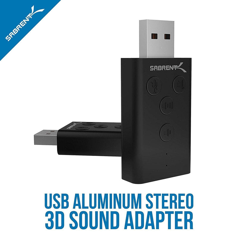 SABRENT Aluminum USB External 3D Stereo Sound Adapter for Windows and Mac. Plug and Play No Drivers Needed. [Black] (AU-DDAB) Black