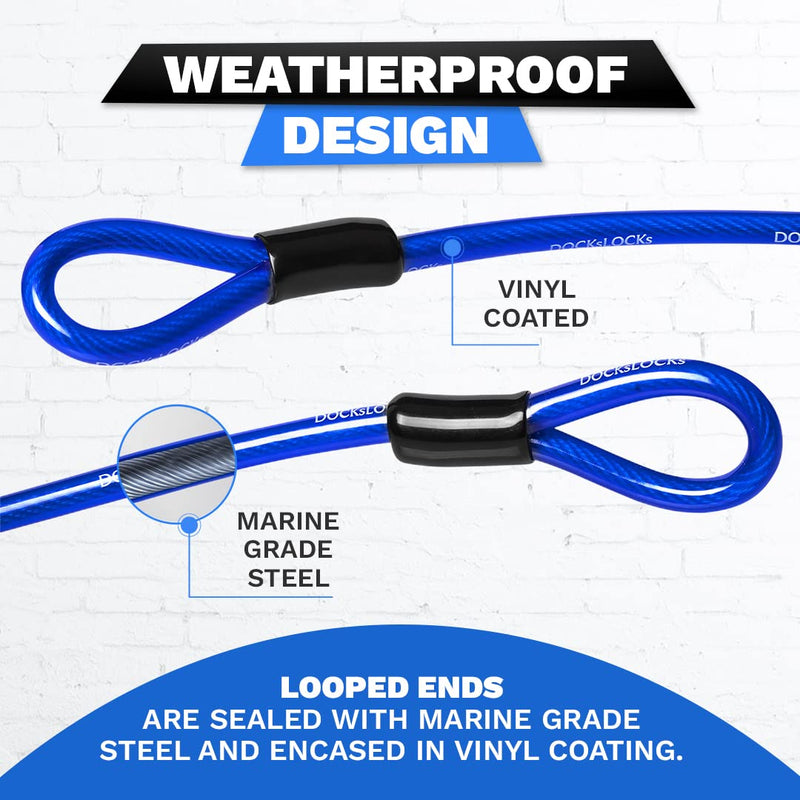 Weatherproof Coiled Security Cable (5ft to 25ft lengths) with Reinforced Looped Ends, Anti-Theft Protection for Kayaks, Bikes, Paddleboards, Outdoor Equipment, Bicycles and More 5ft