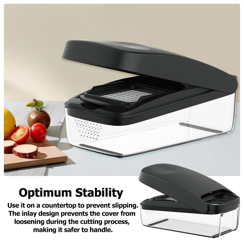 Vegetable Chopper, Food Choppers, Onion Chopper, Veggie Choppers, Onion Dicer, Potato Dicer Cuber with Container, Onion Dicer & Vegetable Dicer (Black) 3 in 1 Black