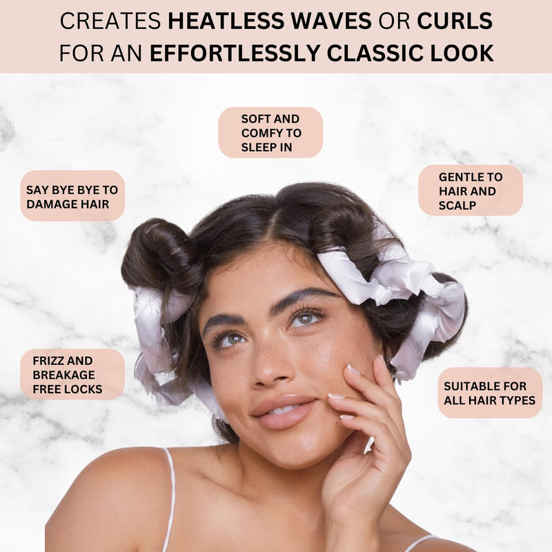 Kitsch 6pc Satin Pillow Rollers - Marble | Heatless Hair Curler, Heatless Curls Overnight, Flexible Curling Rod for Long & Short Hair, Flexi Rod Curlers to Sleep In 1 Count (Pack of 6)