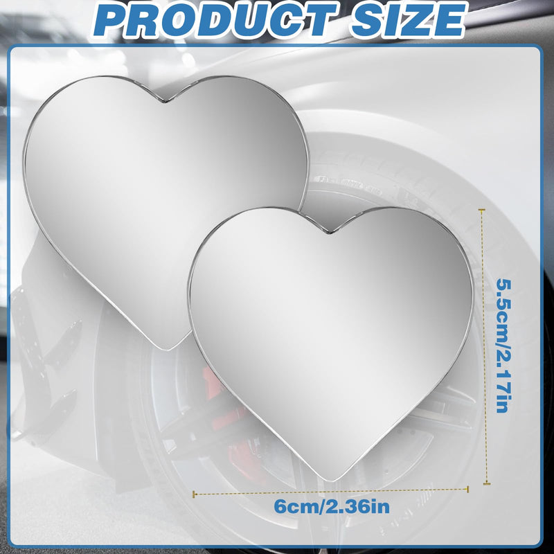 2Pcs Cars Heart Shaped Blind Spot Mirrors Car Side Mirror Blindspot Adjustabe Angle Removable Wide Angle Convex RearView Mirror for Enhanced Safety Universal Fit Stick, Car Accessories for Cars Suvs Heart-2Pcs