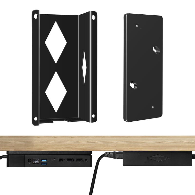 Under Desk Mount for Dell WD19 / WD19S / WD19TBS / WD19TB / WD22TB4 Dock + Power Bricks (for 180W and 130W), Docking Station & Power Bricks Holder Black