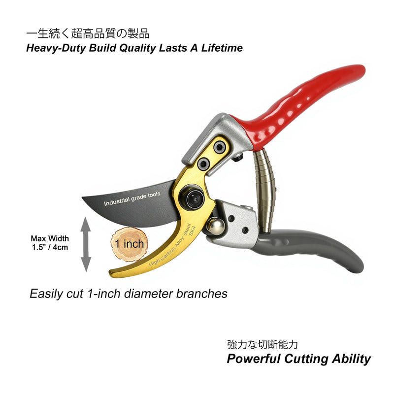 TONMA Bypass Pruning Shears [Made in Japan] 8 Inch Heavy Duty Garden Shears for Gardening, Professional Hand Pruners Garden Clippers with Japanese SK4 Steel Blades, Ergonomic Non-Slip Grip Bypass Pruning Shears Heavy Duty