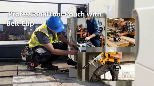 Upgraded Tool Pouch with Belt Clip Replace for MP1X, Leather Backed Small-Sized Tool Pouch– 9 Pockets, Professional Electrician Tool Pouch for Electricians, Carpenters, Repairmen, and DIY etc