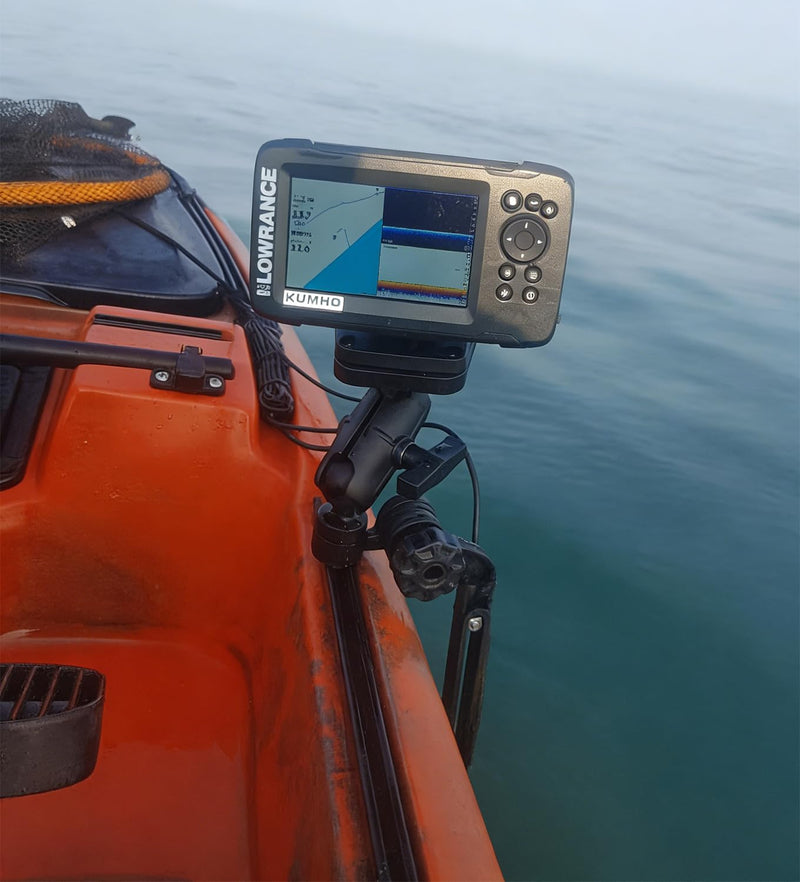 Strg Kayak Fish Finder Mount with Transducer Mounting Arm, Boat Marine Electronics Mount 1.5" Ball Fish Finder Mount Compatible with Scotty Garmin Lowrance Fish Finders
