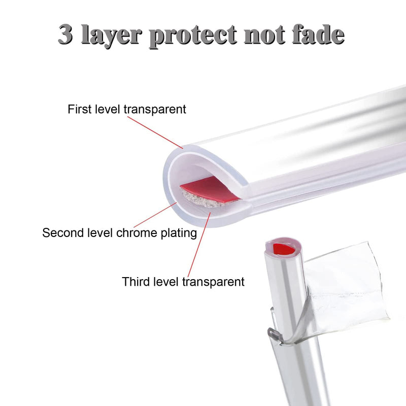 Car Door Edge Guards Chrome Silver Universal U Shape Moulding Trim Strip Automotive Door Protector Decorative for Sedans, Trucks, SUV, ATV (16FT, Silver) 16FT