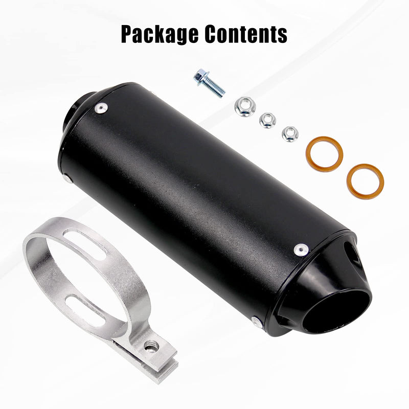 SPORACINGRTS Black Exhasut Muffler 28mm 1.1 inch muffler,dirt bike muffler Compatible with QUAD ATV 4 Wheeler Dune Buggy Chinese Dirt Pit Bike 125cc 110 50cc