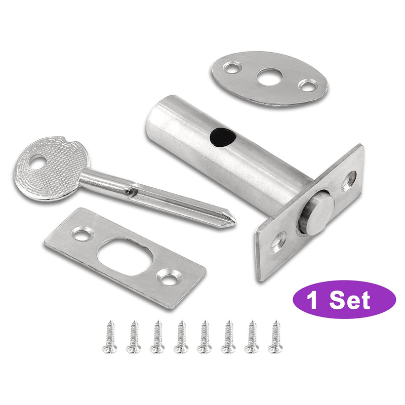 Stainless Steel Hidden Manager Tubewell Key Mortise Lock Hardware with Key and Screw for Door Length 3.14" / 80mm (Pack of 2) 3.14 inches (Pack of 2)