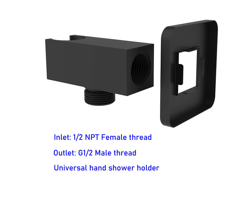 Wall Supply Elbow with Flange, Solid Brass, Electroplate Matte Black, Female Inlet Tapered 1/2 NPT. The product in review photos is NOT Aquaiaw Wall Union.