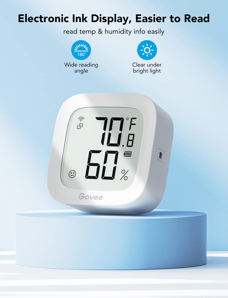 Govee WiFi Thermometer Hygrometer H5103, Indoor Bluetooth Temperature Humidity Sensor with Electronic Ink Display, App Notification Alert, Free Data Storage Export, Digital Remote Monitor for Bedroom 1