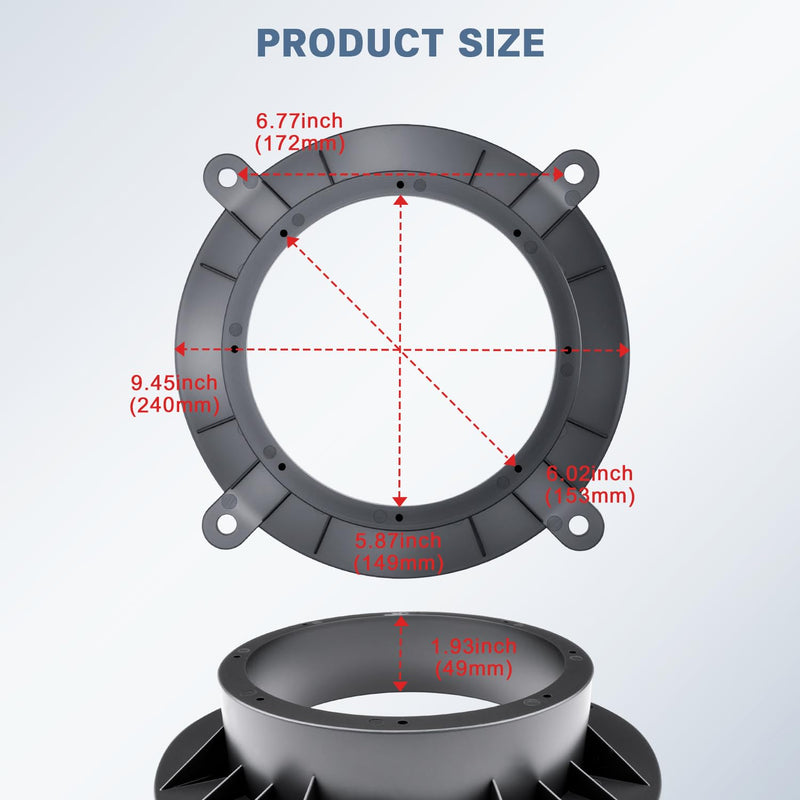 6 6.75 Speaker Adapter Solid Plastic Bracket for Mazda | Car Front Door Speaker Spacer Ring Kit Compatible with Mazda 3 6 CX-5 CX-9,6 1/2 Aftermarket Speakers Mounting Bracket