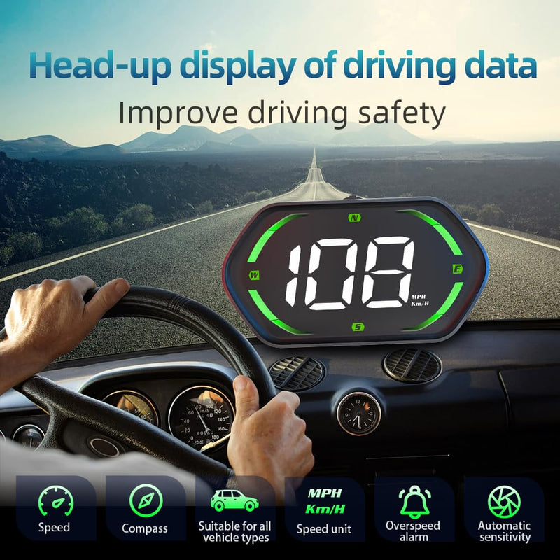 SinoTrack Universal GPS Speedometer, Car HUD Display with Large Screen & Speed Alarm | Heads-Up Display for All Vehicles Overspeed Warning Night Mode Real-Time Speed Tracking