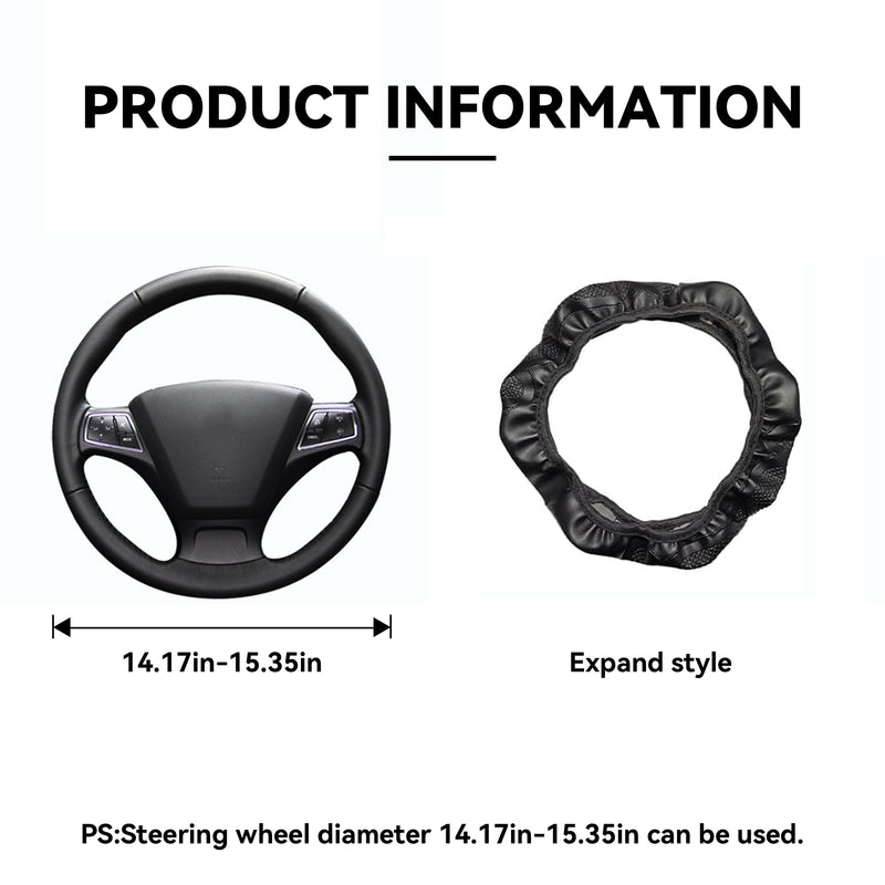 Car Steering Wheel Cover, 15 inch Carbon Fiber Microfiber PU Leather Elastic Steering Wheel Protector for Men Women, Anti-Slip Breathable Car Interior Accessories for Most Cars (Blue) Blue