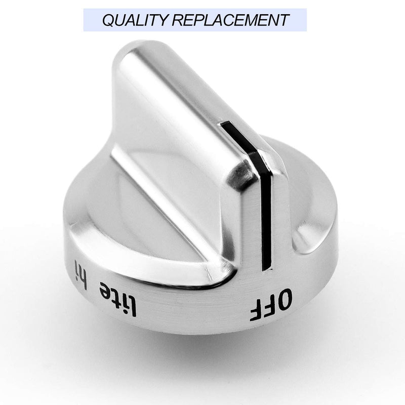 Funmit 5304502763 Range Control Knob Replacement for Frigidaire Stove Replaces PS11724147 AP5984069 EAP11724147 4279473, D Shaped Shaft with Metal Insert, Silver Plastic, 5 Pack