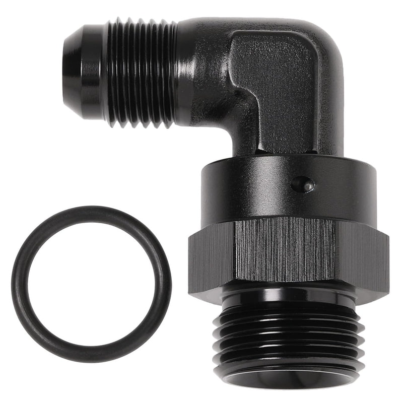6AN Male Flare to 8AN -8 ORB O-ring Boss 90 Degree Swivel Fitting Adapter Aluminum Black 6AN to 8AN ORB