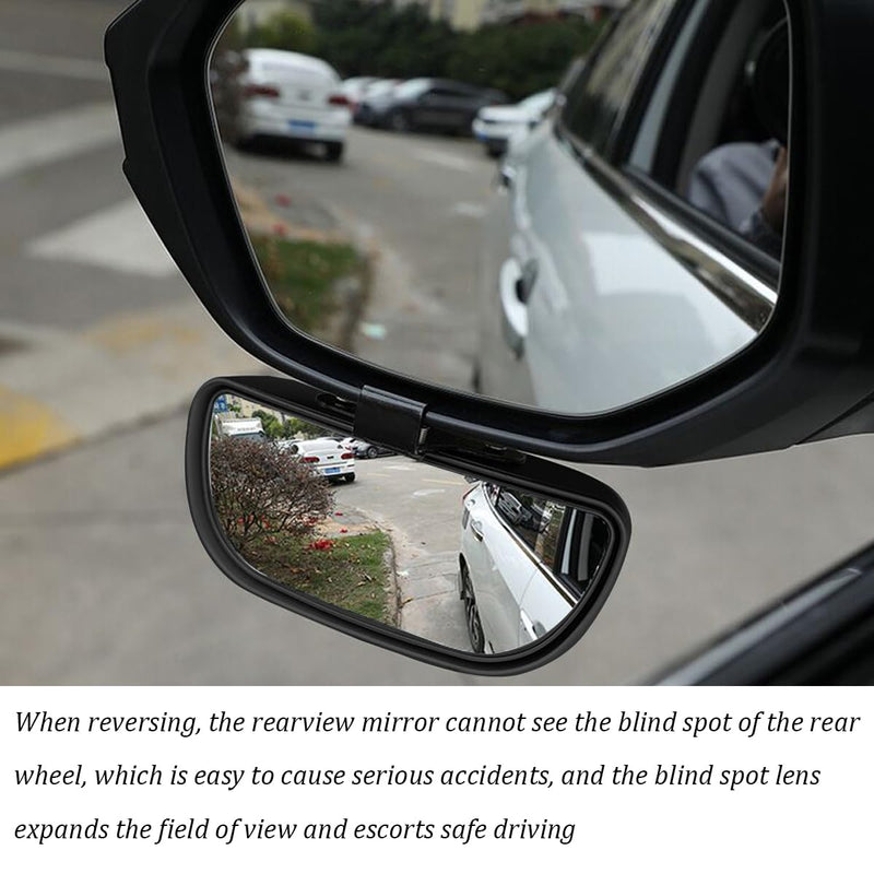 Mandark 2PCS Car Blind Spot Mirror, Rectangle HD Glass Convex Vehicle Rearview Mirror, Wide Angle Adjustible Auto Exterior Blindspot Side View Mirror, Universal for SUV, Sedan, Truck (Black) Black