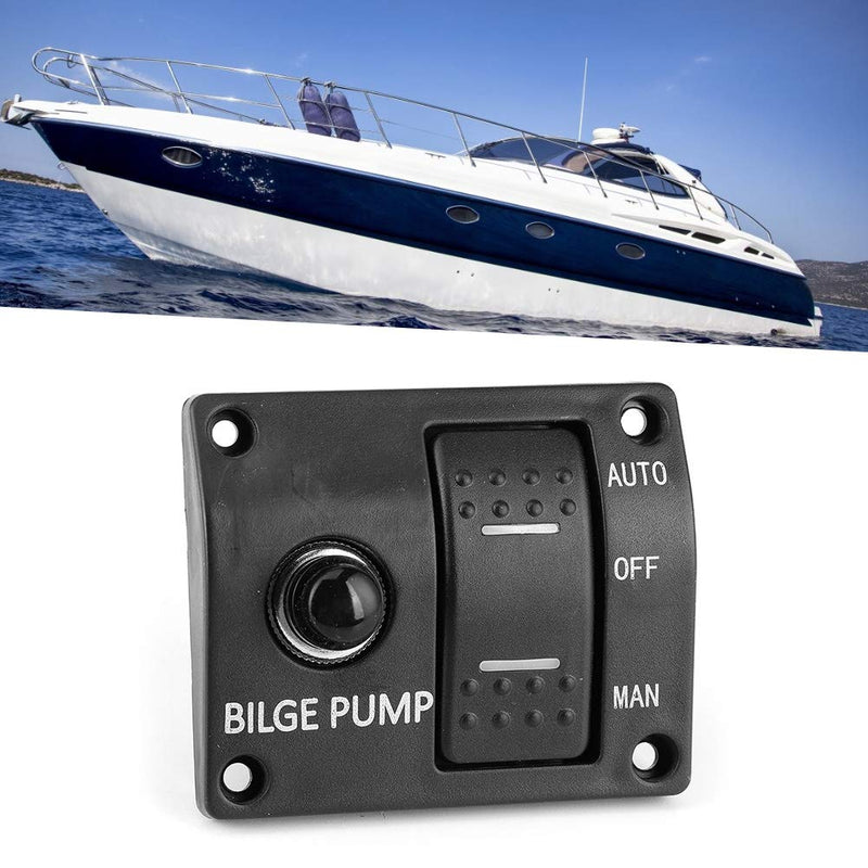 Switch Panel Connect Cable, Qiilu Bilge Pump Switch, 3-Way Bilge Pump Switch Panel Auto/Off/Manual 12V 24V with LED Indicator Built-In 15A Circuit Breaker
