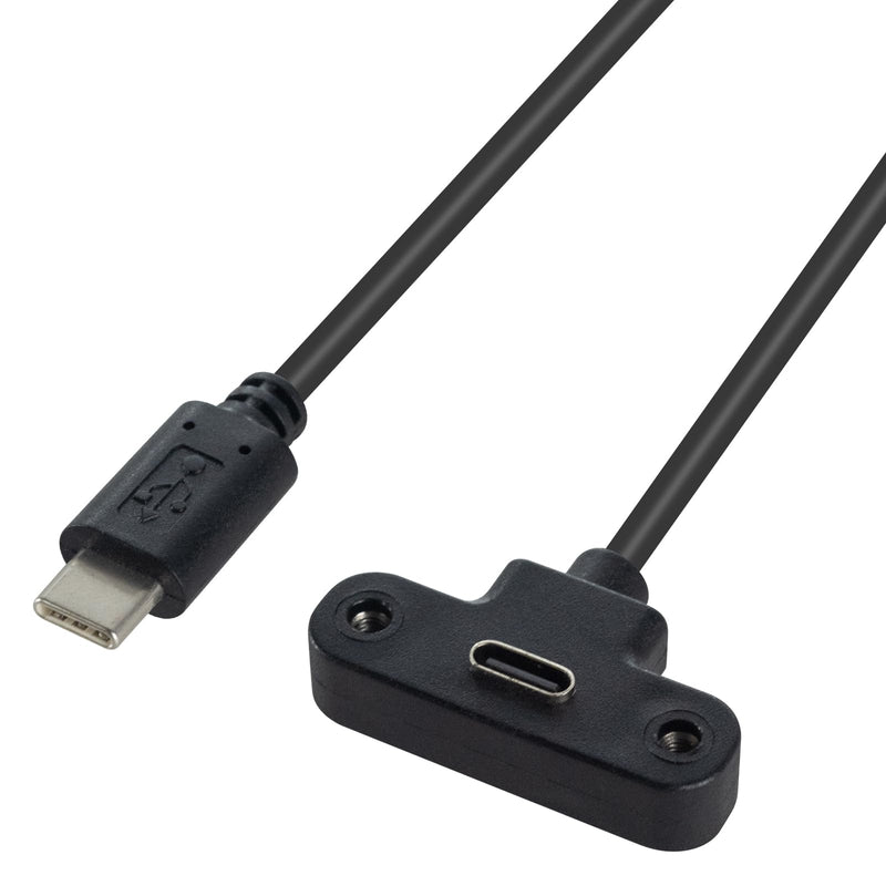 Duttek 90 Degree USB C Extension Cable Short 1FT, Right Angle USB C Female to Male Adapter Cable, Type C Panel Mount for Laptop, Tablet and Mobile Phones 1Pack