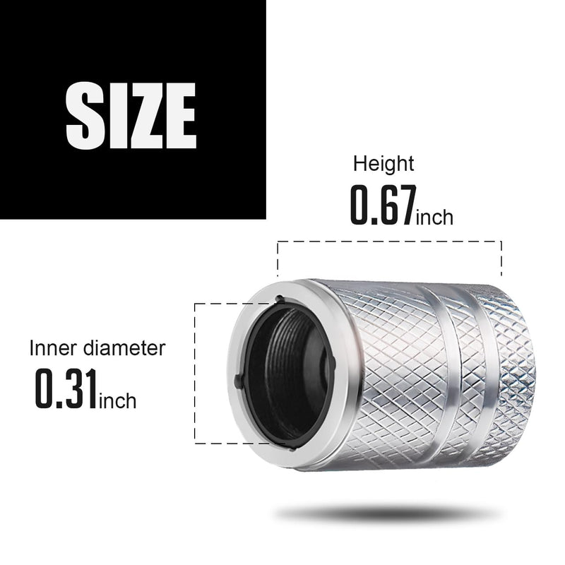 Tire Valve Stem Caps - (5 Pack) Metal Air Caps with Plastic Liner, Corrosion Resistant, Leak-Proof, Universal Stem Covers for Cars Trucks Motorcycles and Bikes - Silver No Pattern