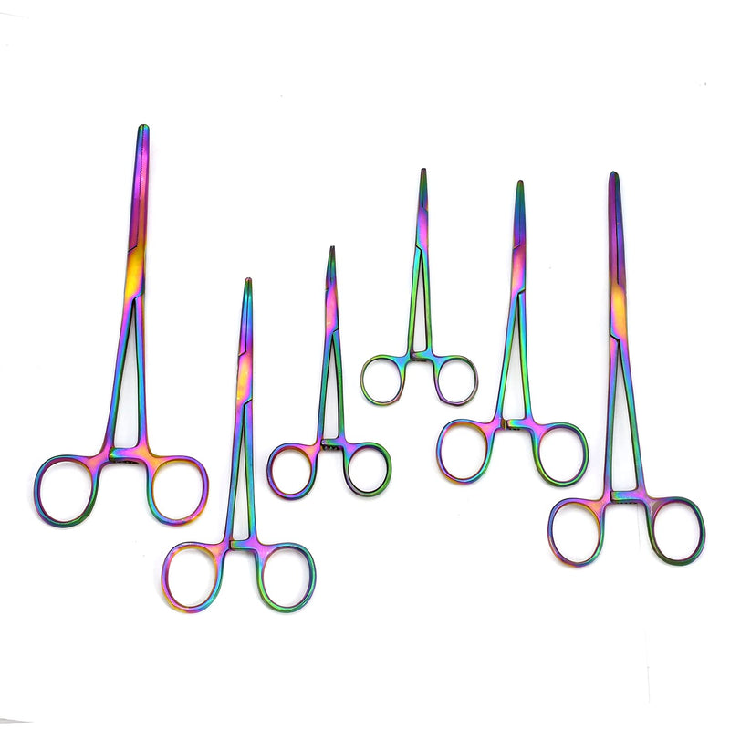 Ultimate Rainbow Hemostat Set, 6 Piece Ideal for Hobby Tools, Electronics, Fishing and Taxidermy