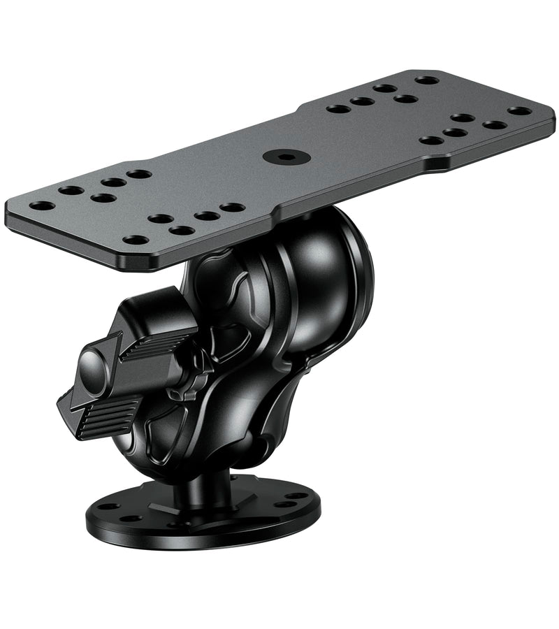 VAZESWIN Aluminum Alloy Fish Finder Mount with C Size 1.5" Ball Rectangular Plate & Round Base, 3.5" Short Arm Marine Electronic Mount Compatible with Garmin, Lowrance, Humminbird, Raymarine and More