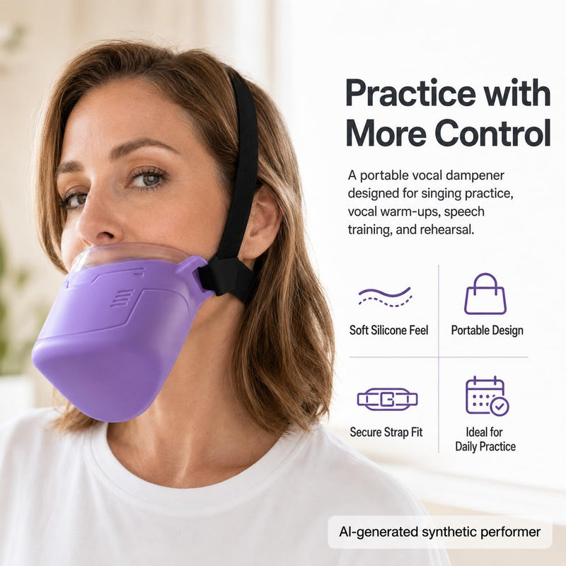 Purple Vocal Dampener for Singers, Portable Silicone Voice Practice Mask | Helps soften vocal projection for quieter singing, warm-ups, and speech practice at home or on the go. Purple