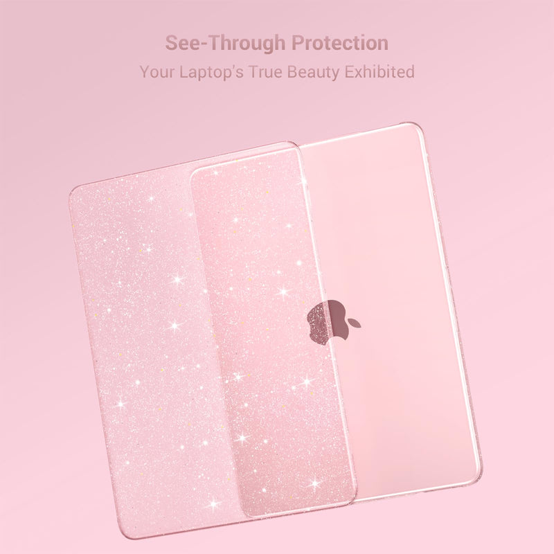 MOSISO Compatible with MacBook Neo Case 13 inch 2026 A3404 A18 Pro Chip | Crack-Resistant Protective Sparkly Hard Shell Case&Keyboard Cover&Screen Film, Glitter Cover, Blush