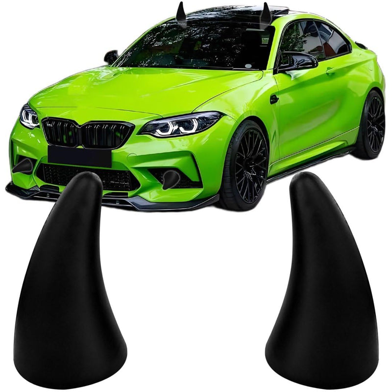 Car Auto Truck Elasticity 3D Devil Horns Sticker Bumper Decor Anti Collision [BLACK] 2Pcs/Set[US Warehouse] Halloween Christmas Gift (Black) Black