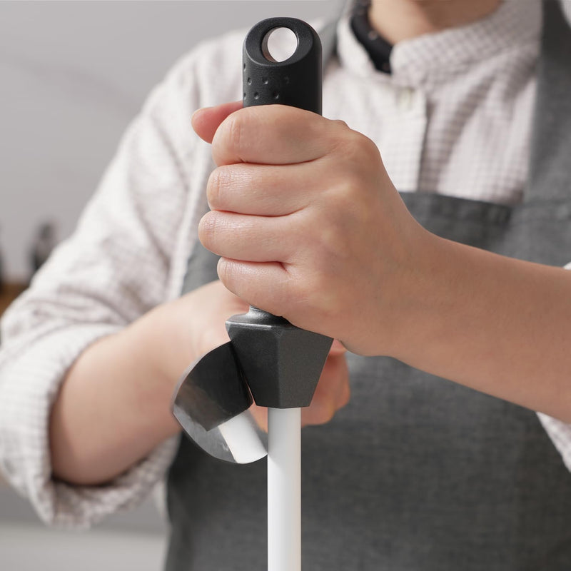 Total L.17.5-Inch/Rod L.12-Inch 3000-Grit Ceramic Sharpening Steel with Built-In Angle Guides and Anti-Breaking Cap, Sharpening Rod, Knife Steel, Ceramic Honing rod, Chaira Afilador Cuchillos