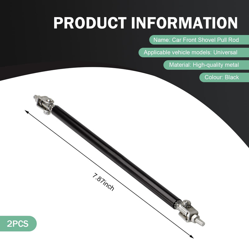 2 PCS Adjustable Splitter Strut Rods, 8" - 11" Front Bumper Splitter Strut Rods, Sporty Bumper Lip Reinforcement Accessories, Front Lip Support Rods for Most Cars (Black) 2 PCS Black