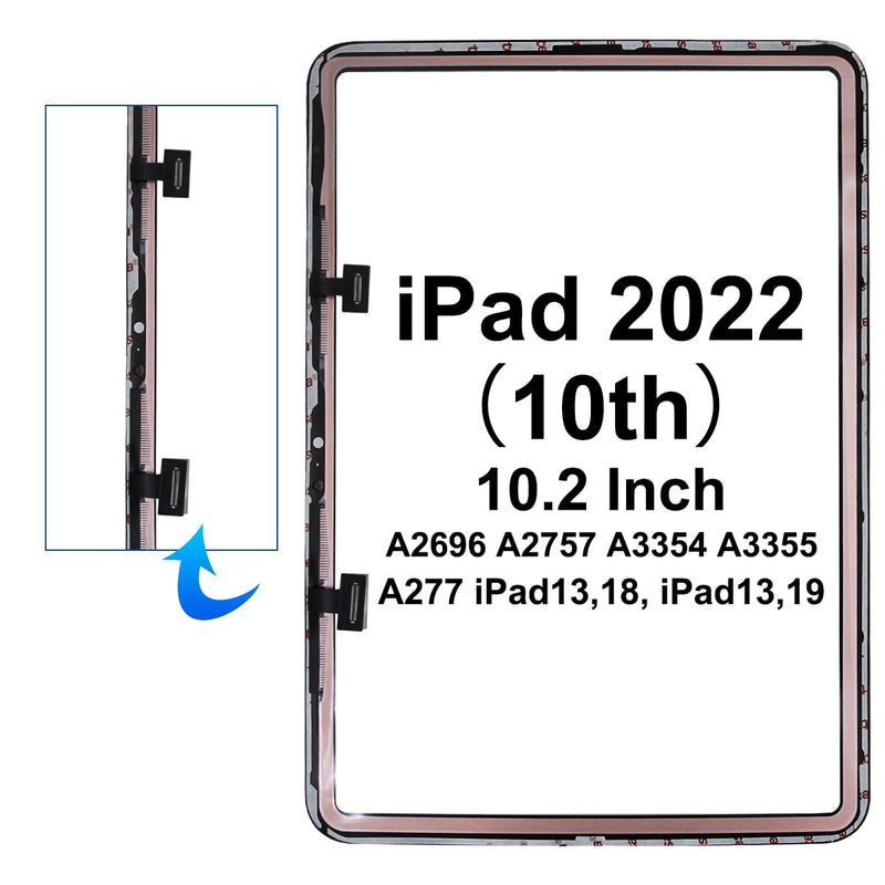 for iPad10 Screen Replacement Digitizer Touch Glass Kits NO LCD | 10.2 Inch,Full Repair Tools,with Home Button,NO Fingerprint,for iPad 2022 10th A2696 A2757 A3354 A3355 A2777 ipad10 black