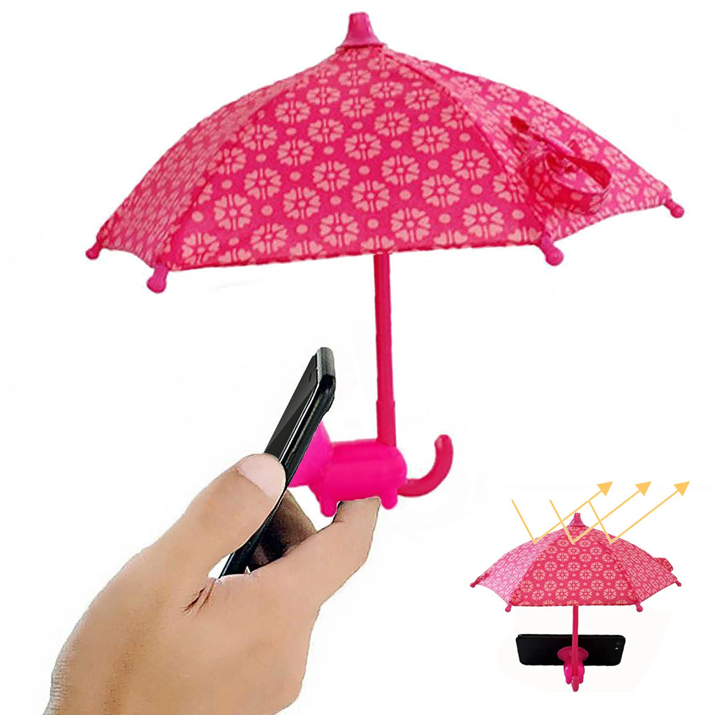 Phone Umbrella for Sun, Cell Phone Umbrella Sun Shade, Umbrella for Phone with Universal Adjustable Piggy Suction Cup Stand, Sun Shade Cover for Phone Block Glare Anti-reflection Rose Red