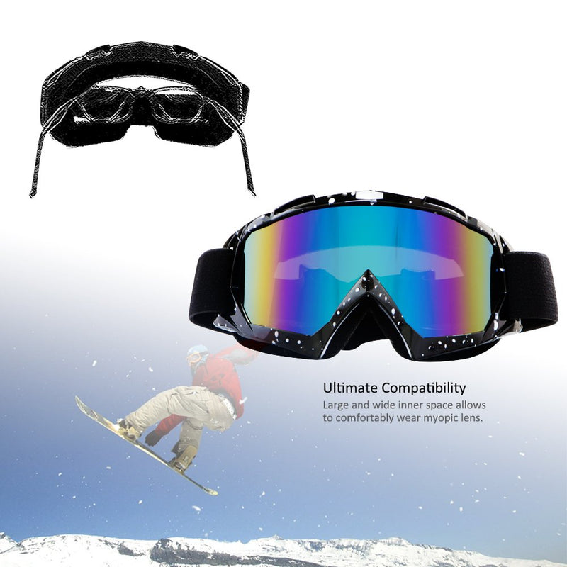 Motorcycle Goggles Dirt Bike Goggles Windproof ATV Dustproof Racing GogglesScratch Resistant Ski Goggles Protective Safety Glasses PU Resin (Black frame+Color lens) Marble Black Frame+color Lens