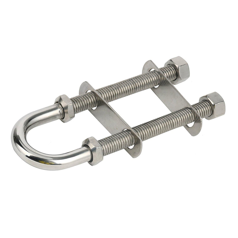 Amarine Made Pair of Stainless Steel Marine Boat Stern Bow Eye Tie Down U Bolt (Silver, 1/2" Dia - 2-1/2" Thread Lenght)