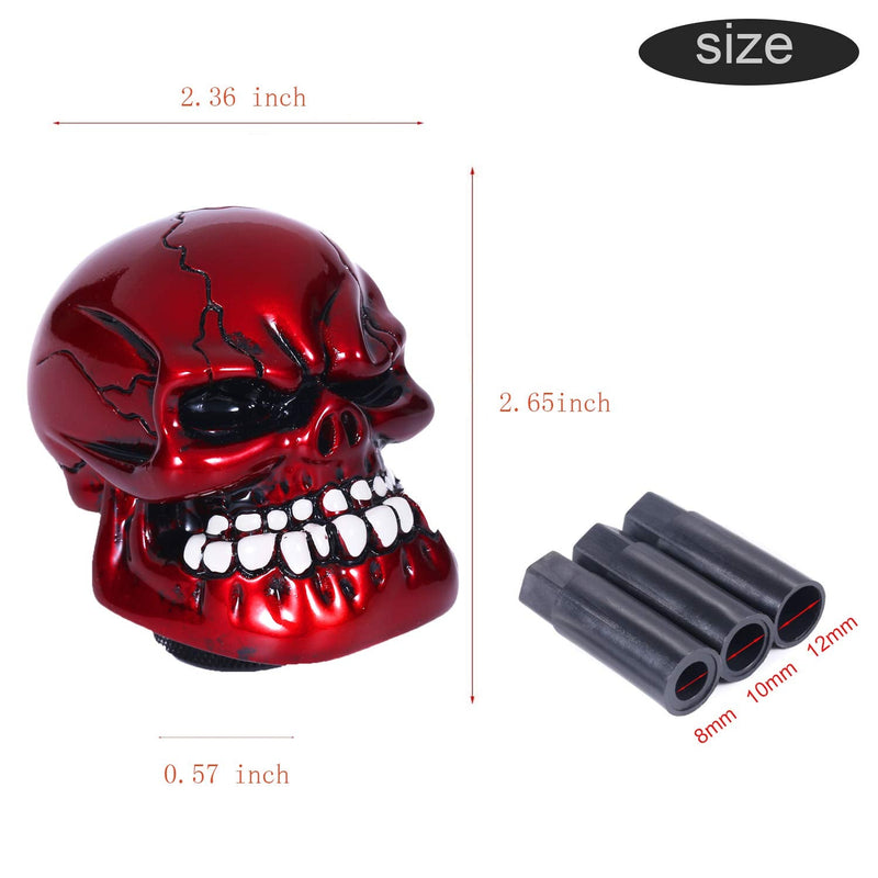 Skull Shift Knob Transmissions Gear Shifter Stick Handle Shifting Lever Fit Most Manual Automatic Cars Truck SUV (Red) Red