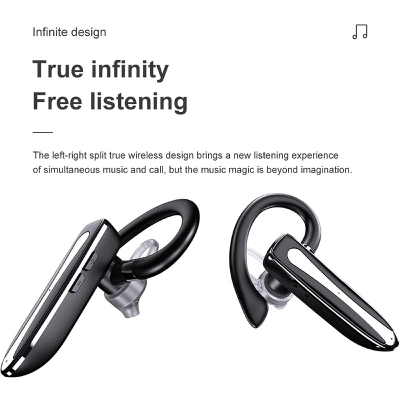 Truck Driver Bluetooth Headset for Cell Phones Wireless Earbuds with Earhooks IPX7 Waterproof Dual Microphone Earpiece in Ear Hands Free Single Headphone Charging Case for Driving Business Android iOS