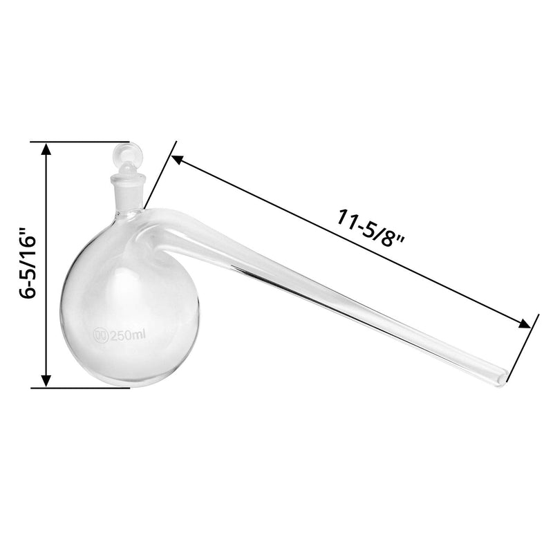 QWORK Distillation Retort, 250ml Lab Distillation Apparatus with Round Bottom and Ground Glass Stopper, for Distilling High Boiling Liquids