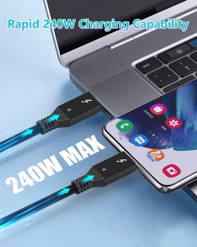 Thunderbolt 4 Cable 6ft (1.8 Meter) 2 Pack USB C Display Cable 40 Gbps Data Transfer 240W Charging 8K Display Compatible with MacBooks,Hub and Docking 6ft /1.8m