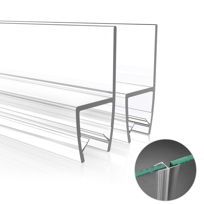 2PCS 78" Shower Door Side Seal Strip for 3/8" (10mm) Frameless Glass, Clear PVC Waterproof Shower Sweep, Easy to Install, No Adhesive Needed, Cuttable & Durable for Leak Prevention