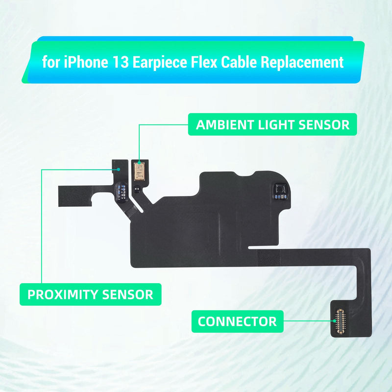 for iPhone 13 OEM Ear Speaker Flex Cable Replacement Earpiece Connector Fix Proximity Sensor Part with Assemble Mic Repair Tools Kit with Screwdriver for iPhone13 A2631 A2633 A2634 A2635 A2482