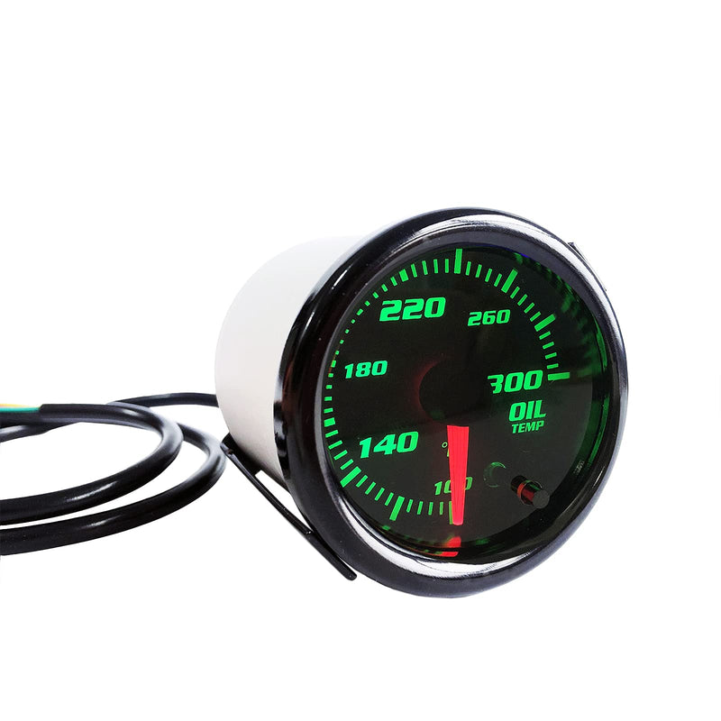 2" Oil Temp Gauge 7 Color Tinted 52mm Temperature Meter 100-300℉ Fahrenheit Includes Electronic Thread 1/8 NPT Sensor