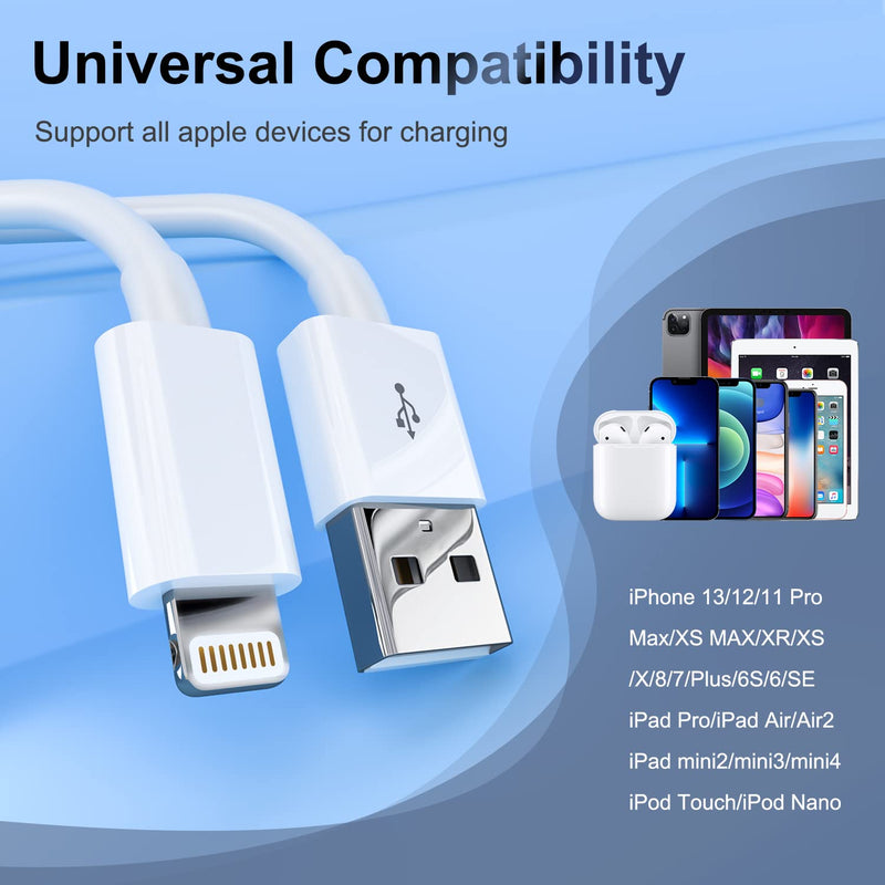 iPhone Charger 6 Feet Apple MFi Certified, Lightning Cable 6FT Fast Charging Cord Compatible with iPhone 14 13 12 11 Pro Max XR XS X 8 7 Plus 6S / iPad/Airpods (3 Pack) 3 Pack