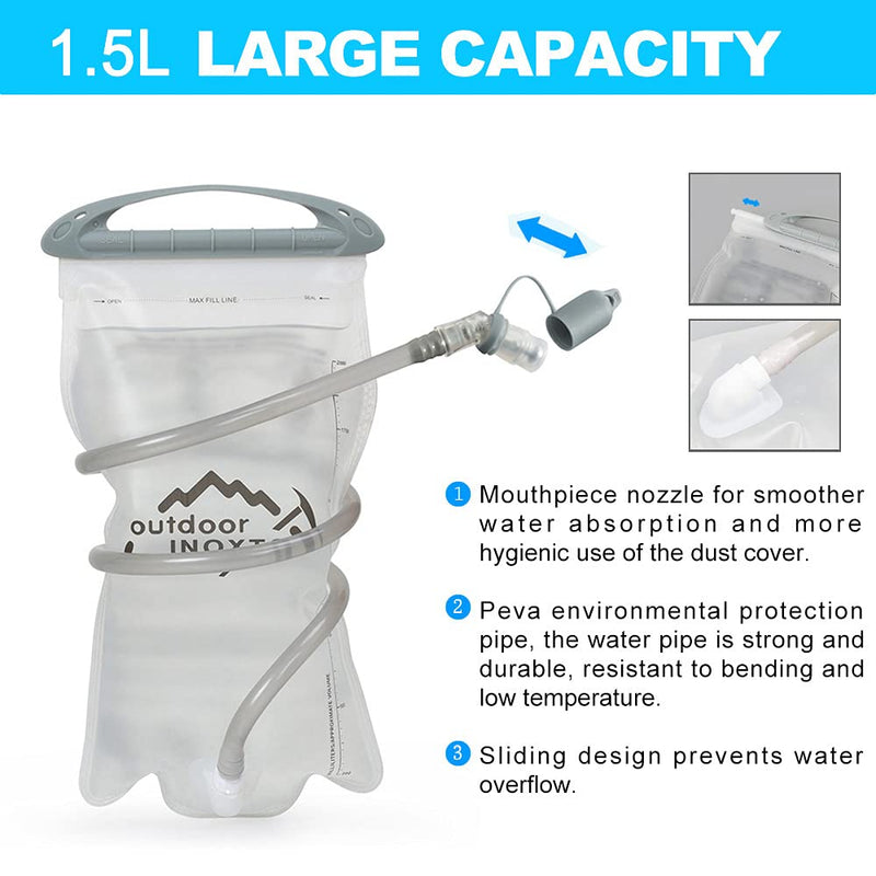 INOXTO Running Hydration Vest Backpack,Lightweight Insulated Pack with 1.5L Water Bladder Bag Daypack for Hiking Trail Running Cycling Race Marathon for Women Men Light gray