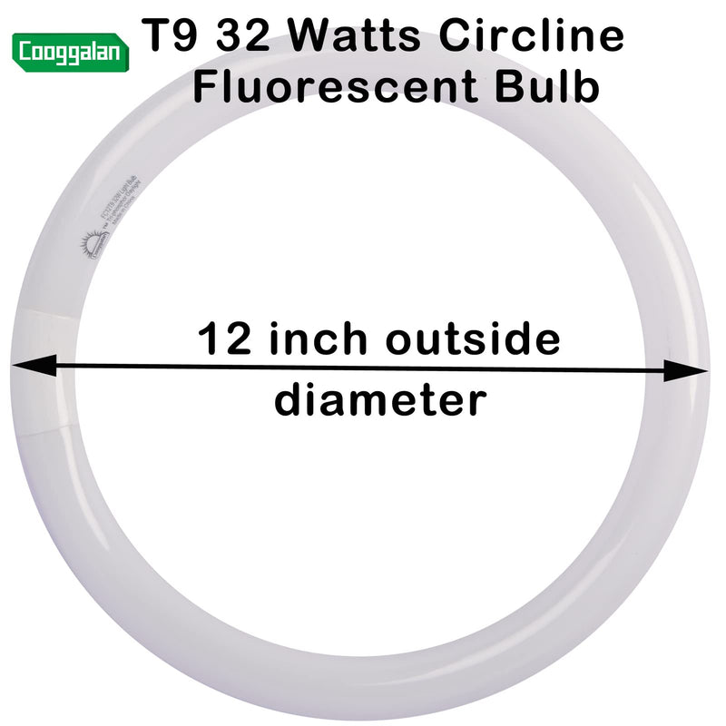 FC12T9/DX 32W 12 inch T9 Circular Light Bulb Daylight, Round Fluorescent Circline Bulbs FC12 T9 32 Watts Kitchen and Bath, G10q 4 Pin Prong, 6500K, 2 Pack
