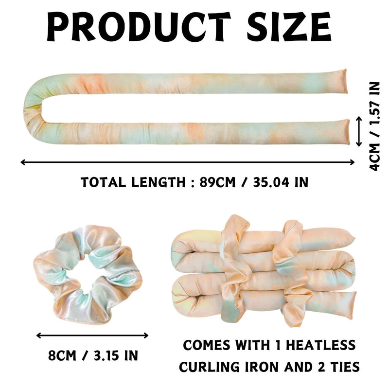 Heatless Curling Set 3 PCS Satin Hair Curler High Resilience | No Heat for Women and Girls, Soft Sleep Rod Overnight Heatless Curlers for DIY Styling Long Hair (Pink Tie Dye, Medium) Pink Tie Dye