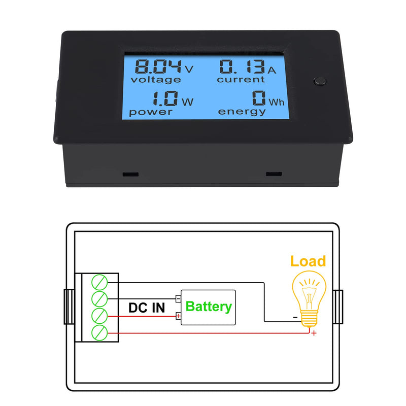  [AUSTRALIA] - 2 Pack DC 6.5-100V 0-20A LCD Display Digital Ammeter Voltmeter Multimeter Current Voltage Power Energy Battery Monitor Amperage Meter Gauge